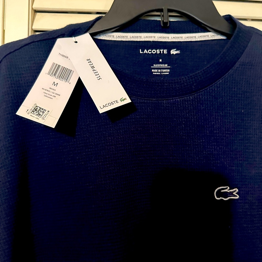 Men’s Lacoste sleepwear top . Original with tags excellent condition size medium